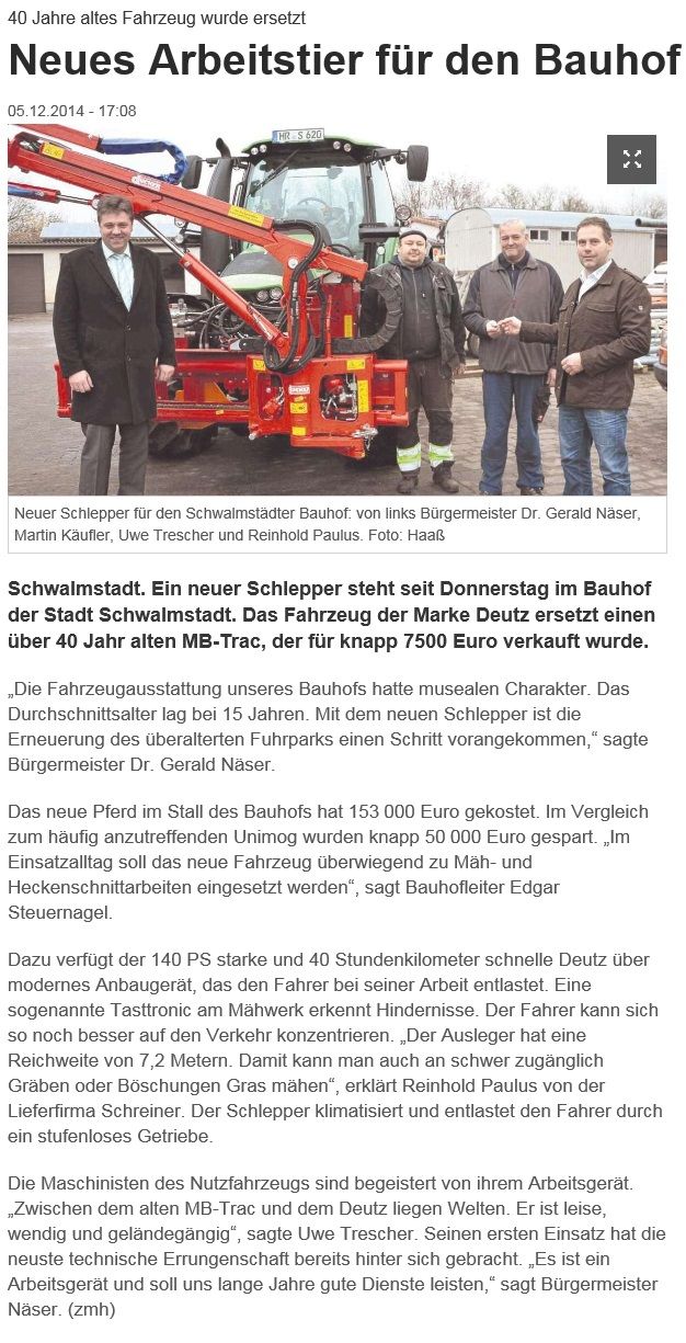 Zeitungsbericht Stadt Schwalmstadt